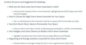 Screenshot of a content briefing generated by Quillbot