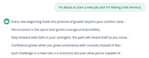 Interaction with Quillbot's AI inspirational quote generator
