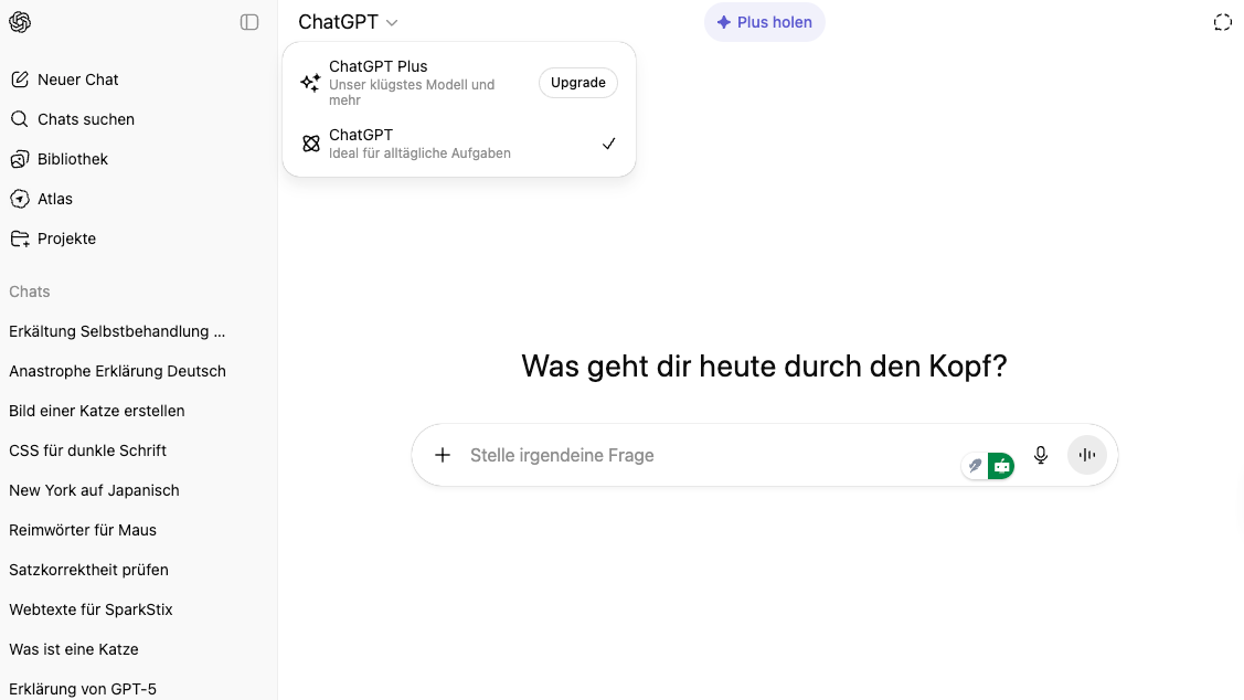 ChatGPT-Startseite