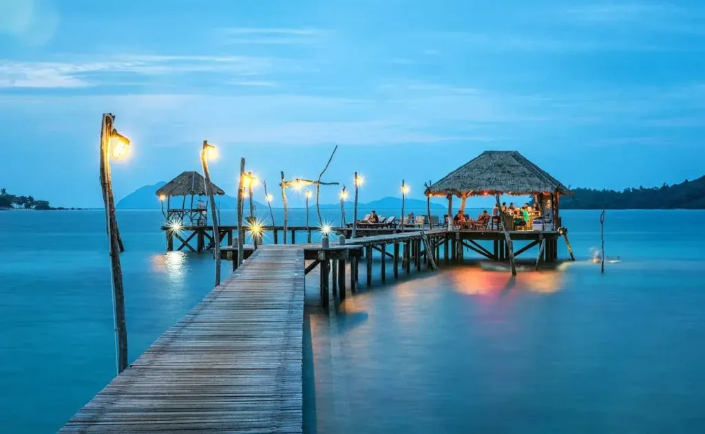 A gazebo bar built over the sea
